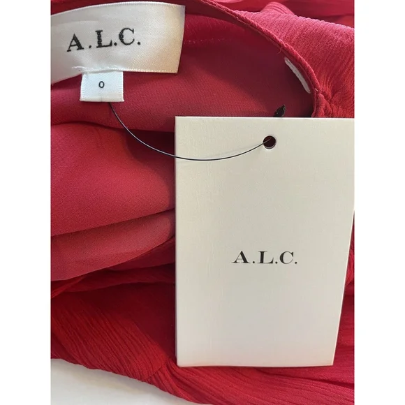 NWT A.L.C. Isabelle Cutout Long Sleeve Tiered 100% Silk Maxi Dress Sz 0 - Picture 6 of 6